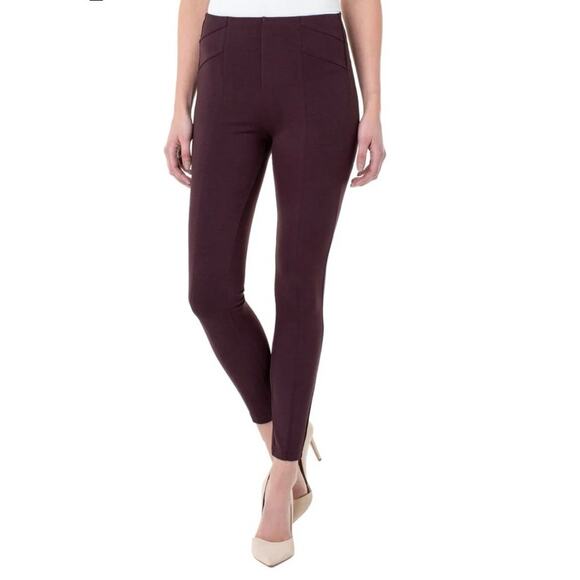 LIVERPOOL Reese Ponte Knit Pull On Pants Ankle Leggings Aubergine Womens 12 US - Picture 1 of 8